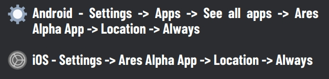 Podesite Ares Alpha Aplikaciju na svom Android ili iOS uređaju da koristi lokaciju